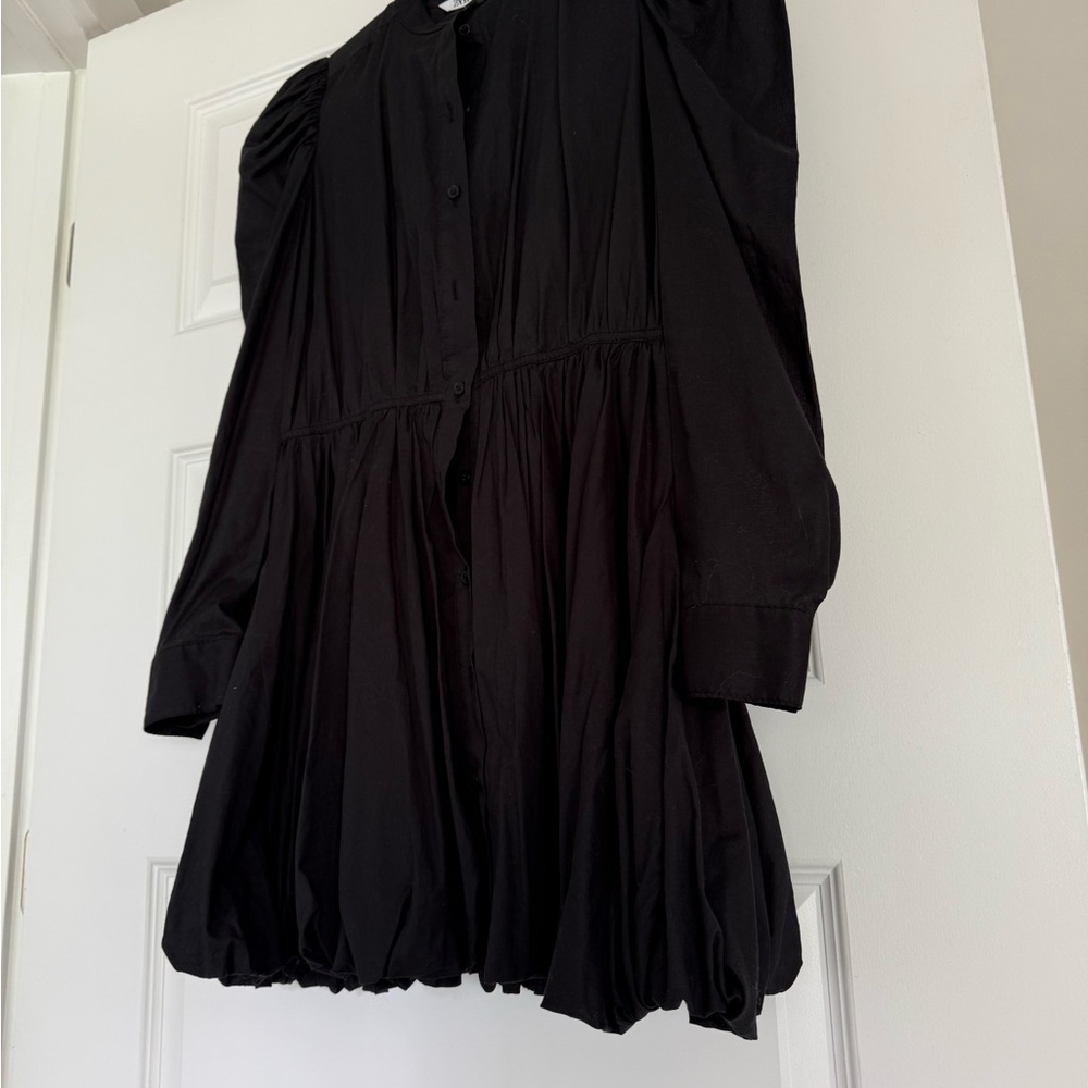NWT Zara Black Bubble Shirt Dress Size M